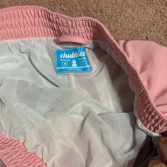 Chubbies On the Horizons 7" Size Medium Lined Striped Blue Pink Swim Men - Picture 3 of 4